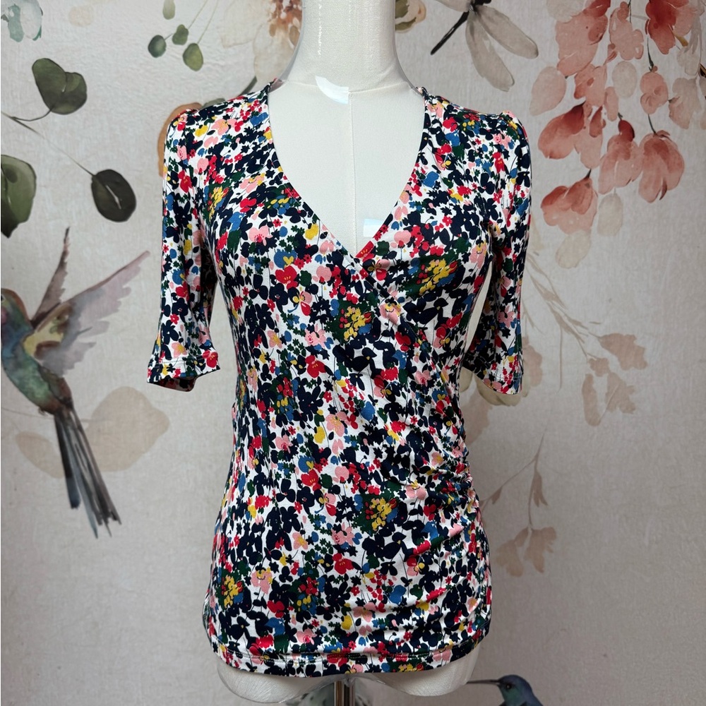 Boden Multicolor Floral V-Neck Wrap